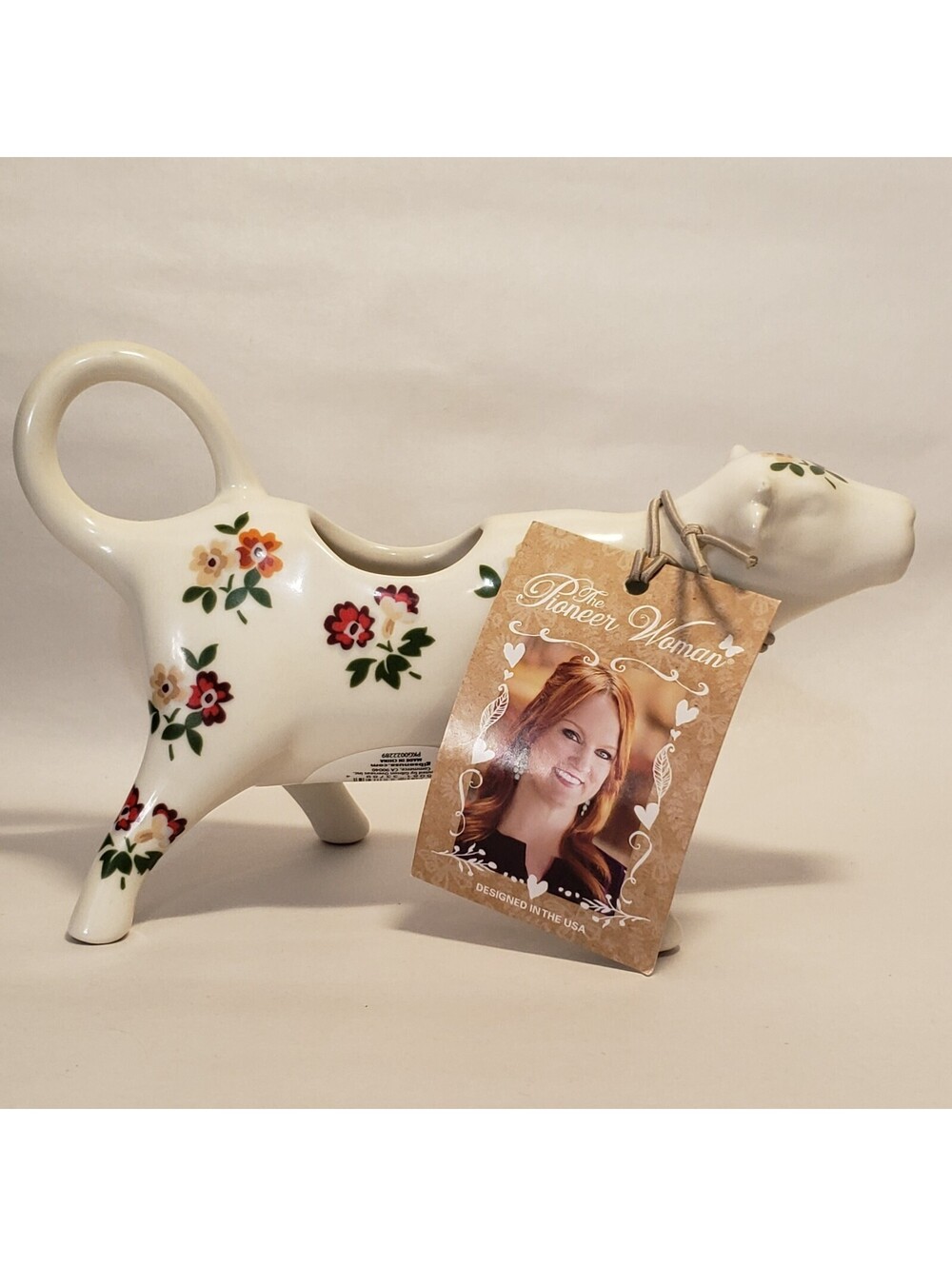 Retired Pioneer Woman Ceramic Cow Creamer Fall Flower NWT NOS Posies
